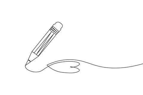 Pencil icon continuous one line drawing isolate outline vector illustration Stock Illustration