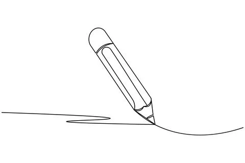 Pencil icon continuous one line drawing Stock Illustration
