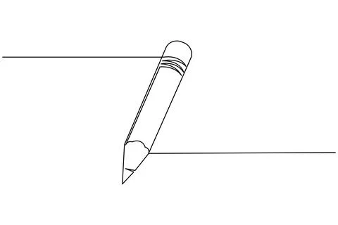Pencil icon continuous one line drawing Stock Illustration