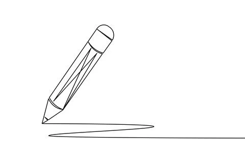Pencil icon continuous one line drawing Stock Illustration