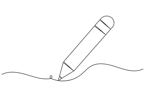 Pencil icon continuous one line drawing Stock Illustration