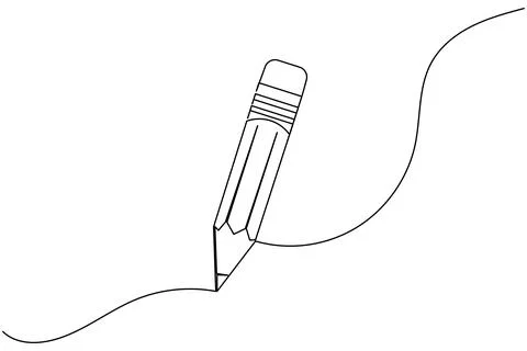 Pencil icon continuous one line drawing Stock Illustration