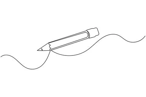 Pencil icon continuous one line drawing isolate outline vector illustration Stock Illustration