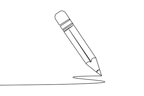 Pencil icon continuous one line drawing Stock Illustration
