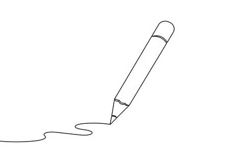 Pencil icon continuous one line drawing Stock Illustration