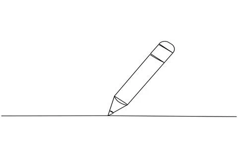 Pencil icon continuous one line drawing Stock Illustration