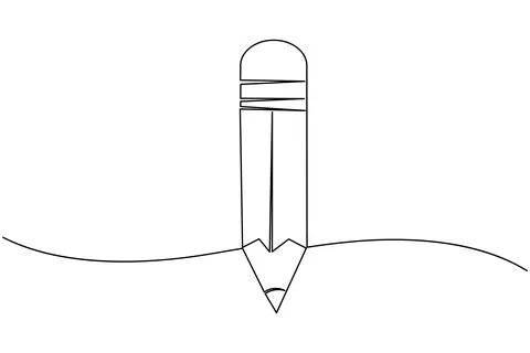 Pencil icon continuous one line drawing Stock Illustration