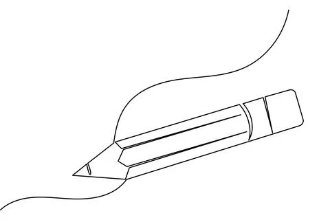 Pencil icon continuous one line drawing Stock Illustration