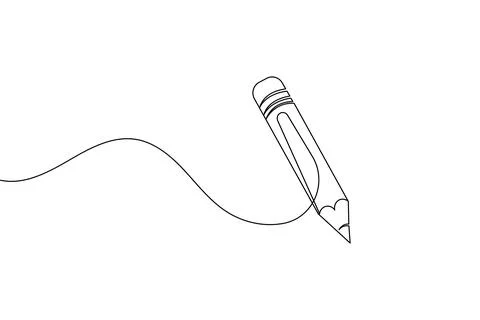 Pencil icon continuous one line drawing Stock Illustration