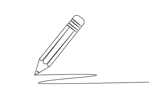 Pencil icon continuous one line drawing Stock Illustration