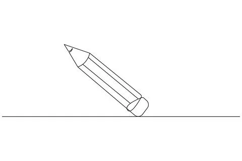 Pencil icon continuous one line drawing Stock Illustration