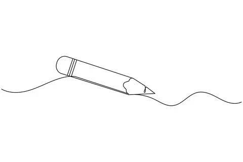 Pencil icon continuous one line drawing Illustrazione stock