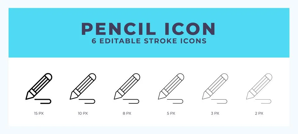 Pencil icon with different stroke. Editable stroke. Vector illustration. Stock Illustration
