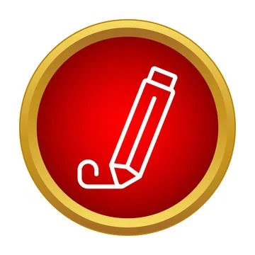 Pencil icon drawing line in red circle Stock Illustration