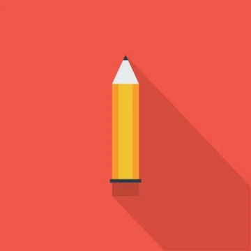Pencil icon , Flat design style, vector illustration. long shadow icon. Stock Illustration
