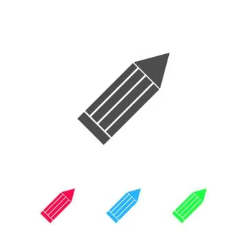 Pencil icon flat. Illustrazione stock