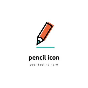 Pencil Icon flat vector illustration logo sign, symbol. For mobile user Stock Illustration