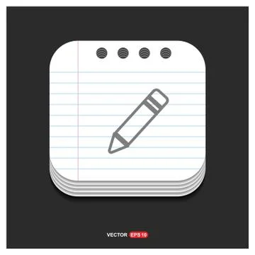 Pencil icon Gray icon on Notepad Style template Vector EPS 10 Free Icon Stock Illustration