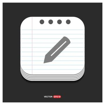 Pencil icon Gray icon on Notepad Style template Vector EPS 10 Free Icon Illustrazione stock