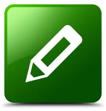 Pencil icon green square button Stock Illustration