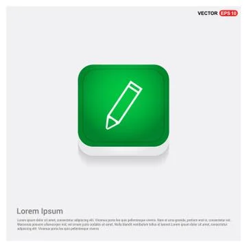 Pencil icon Green Web Button 스톡 일러스트