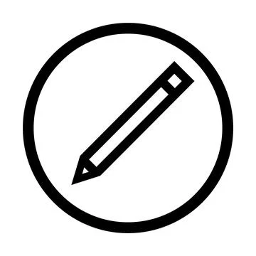 Pencil icon inside a circle isolated on a transparent background Stock Illustration