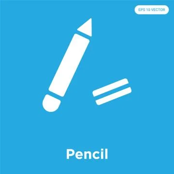 Pencil icon isolated on blue background Free Stock Illustration