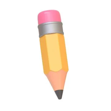 Pencil Icon isolated on white background. 3D icon, sign and symbol Stock Illustration