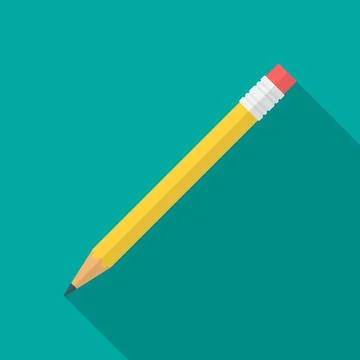 Pencil icon with long shadow. Flat design style. Stock Illustration