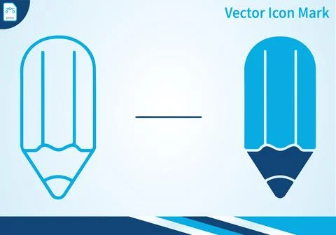 Pencil icon mark simple outline and filled. Stock Illustration