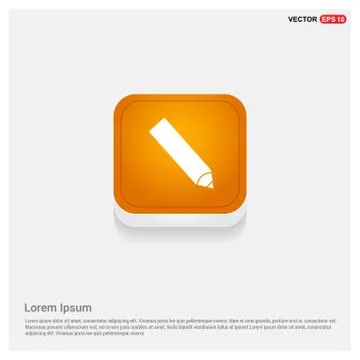 Pencil icon Orange Abstract Web Button Stock Illustration