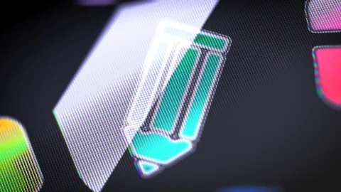 The pencil icon on the Screen. 4K Resolution. Encoder Prores 4444. Looping. 스톡 동영상 86194549