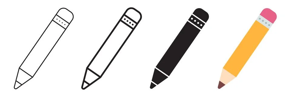 Pencil icon set collection in flat style. Drawing tool vector illustration .. Stock Illustration