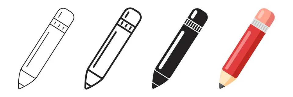 Pencil icon set collection in flat style. Drawing tool vector illustration .. Stock Illustration