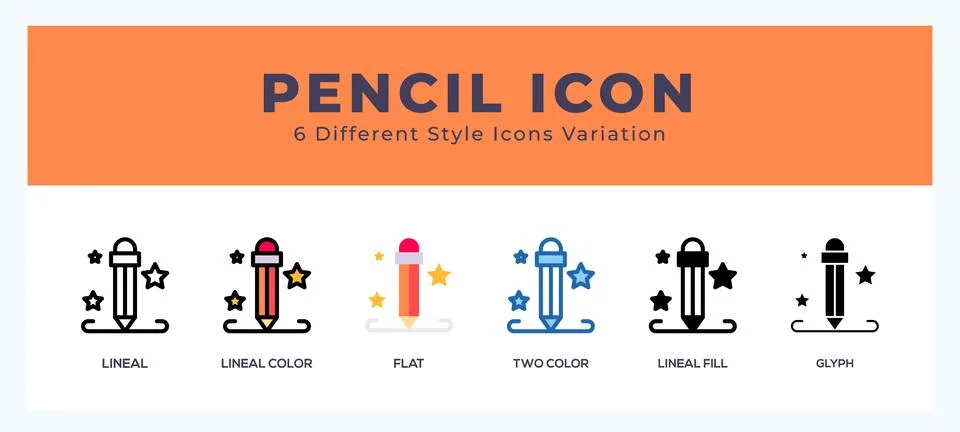 Pencil icon set. Design elements for logo Stock Illustration