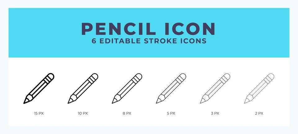 Pencil icon set with different stroke. Vector illustration with editable st.. Stock Illustration