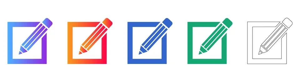 Pencil Icon Set in Gradient Styles 스톡 일러스트