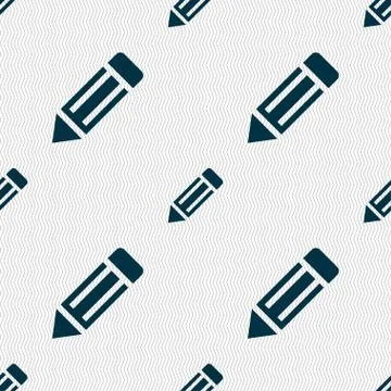Pencil icon sign. Seamless pattern with geometric texture. Vector Stockillustratie