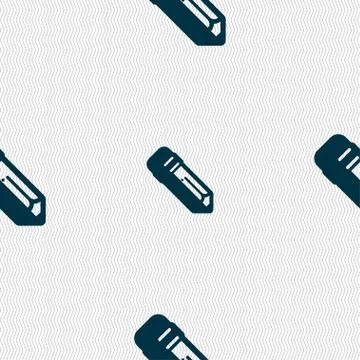 Pencil icon sign. Seamless pattern with geometric texture. Vector Stockillustratie