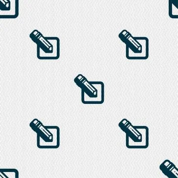 Pencil icon sign. Seamless pattern with geometric texture. Vector Stockillustratie