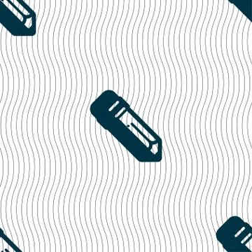 Pencil icon sign. Seamless pattern with geometric texture. Vector Stockillustratie