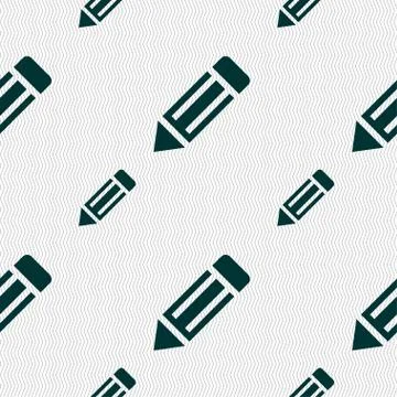 Pencil icon sign. Seamless pattern with geometric texture. Vector Stockillustratie