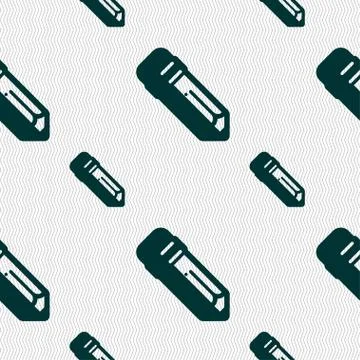 Pencil icon sign. Seamless pattern with geometric texture. Vector Stockillustratie