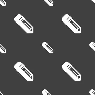 Pencil icon sign. Seamless pattern on a gray background. Vector Stockillustratie
