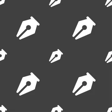 Pencil icon sign. Seamless pattern on a gray background. Vector 库存插图