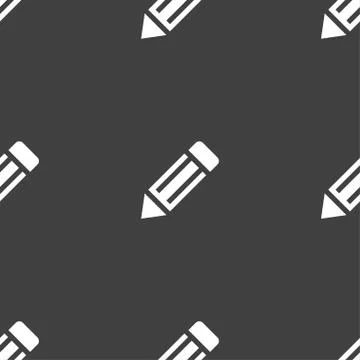 Pencil icon sign. Seamless pattern on a gray background. イラスト素材