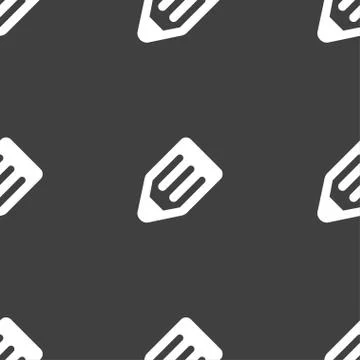 Pencil icon sign. Seamless pattern on a gray background. イラスト素材