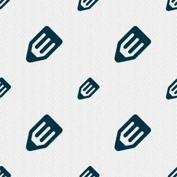 Pencil icon sign. Seamless pattern with geometric texture. 库存插图