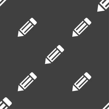 Pencil icon sign. Seamless pattern on a gray background. イラスト素材