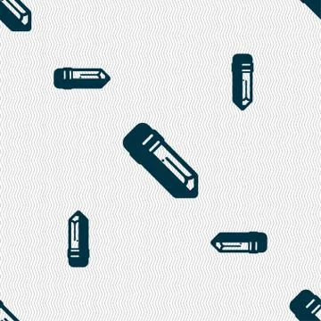 Pencil icon sign. Seamless pattern with geometric texture. イラスト素材